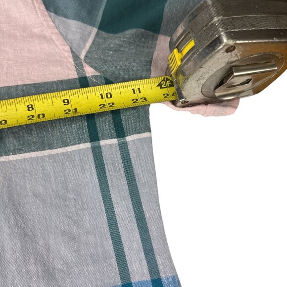 Barbour Shirt L Mens Short Sleeve Button Front Plaid Tan Checked Tailored Fit - Picture 4 of 8